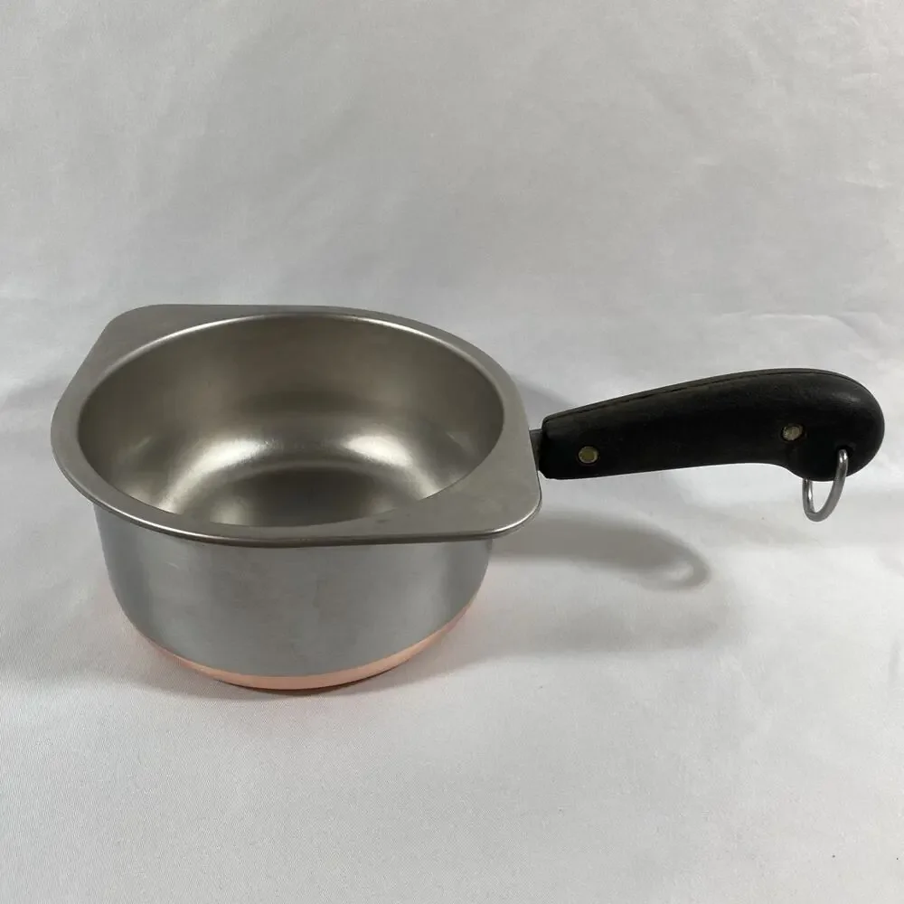 Revere Ware 1 Qt Quart Copper Bottom Sauce Pan Boiler Insert Lid Stainless Steel